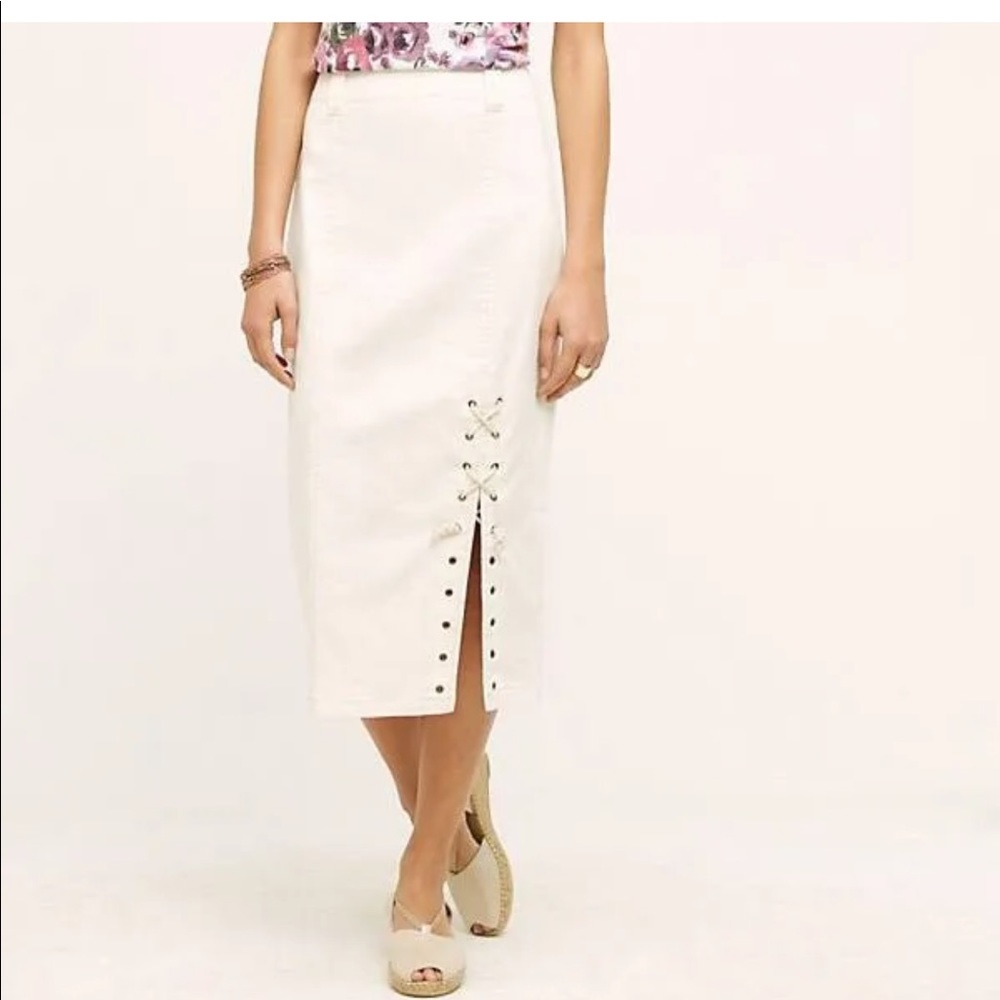 Holding Horses White denim Midi skirt